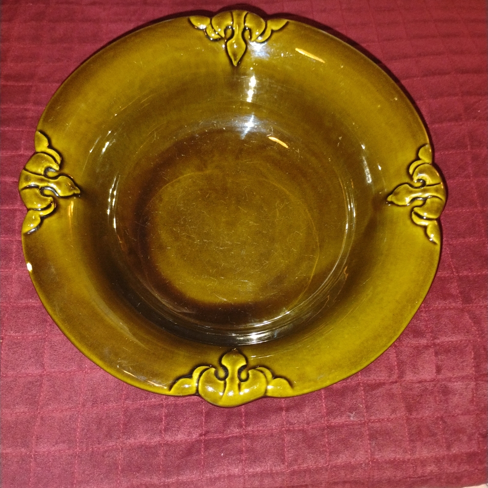 Vintage Olive Green Decorative Bowl